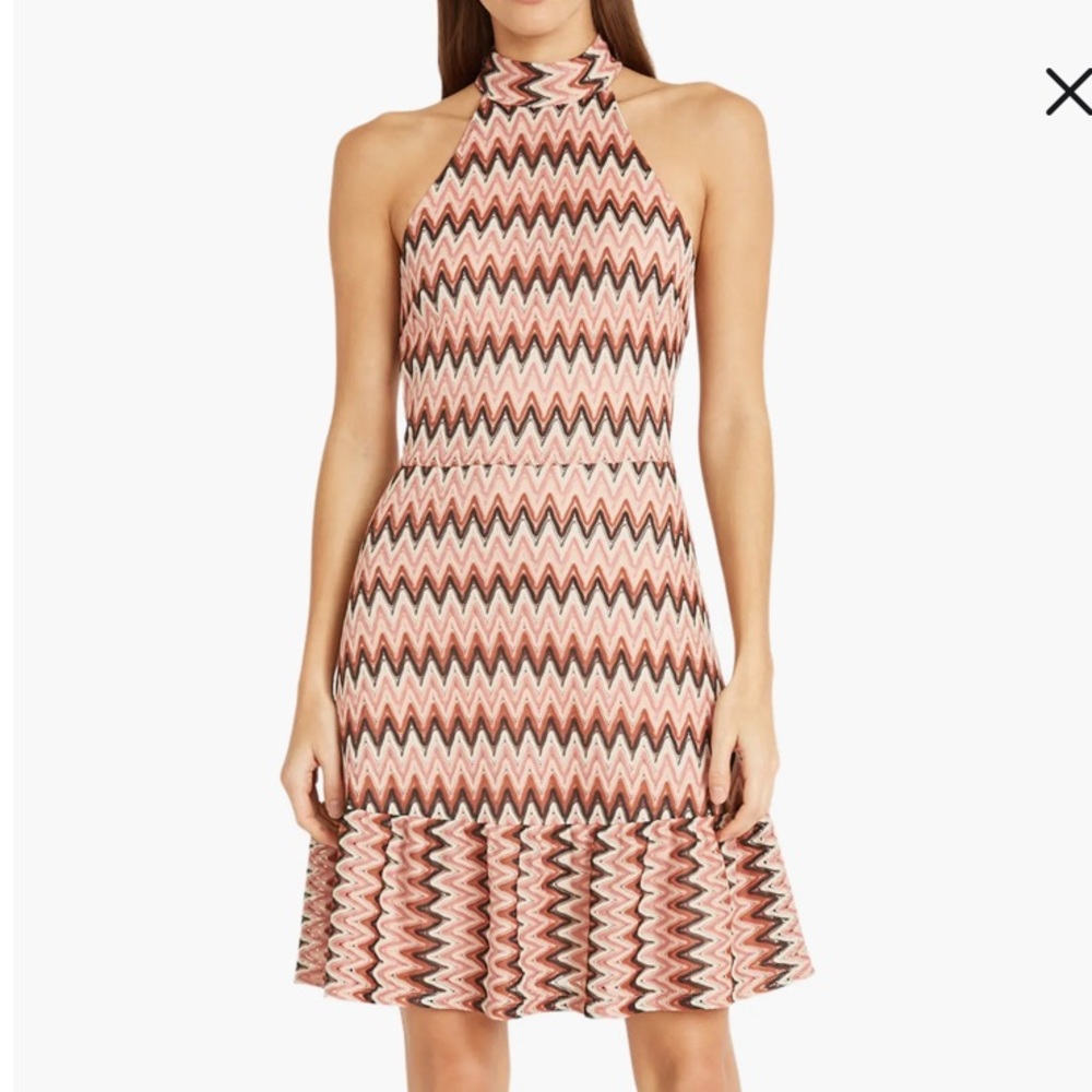 Donna Morgan Retro Maggy Chevron Stripe Zig Zag Print Sleeveless Dress, Sz 8 NWT